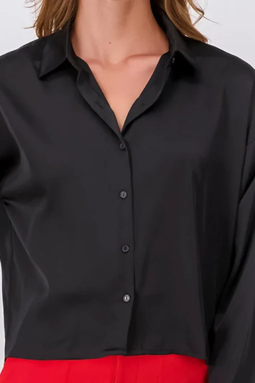 Camisa satín manga larga
