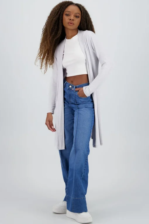 Cardigan manga larga liso