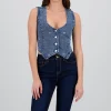 Chaleco de denim con bordado de moños