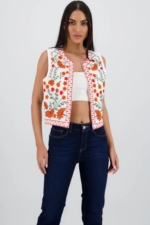 Chaleco detalle bordado flores