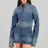 Chamarra cropped con cierre tipo moto