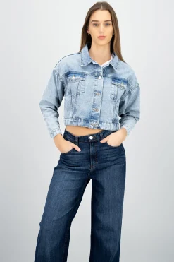 Chamarra trucker crop