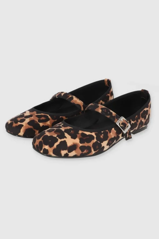 Flat mary jane leopardo