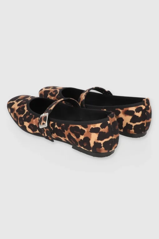 Flat mary jane leopardo