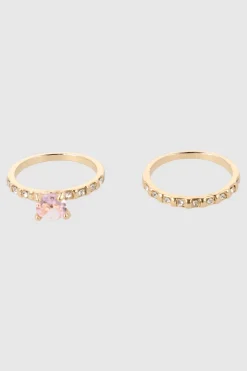 2 P Anillos Circulo Cristal