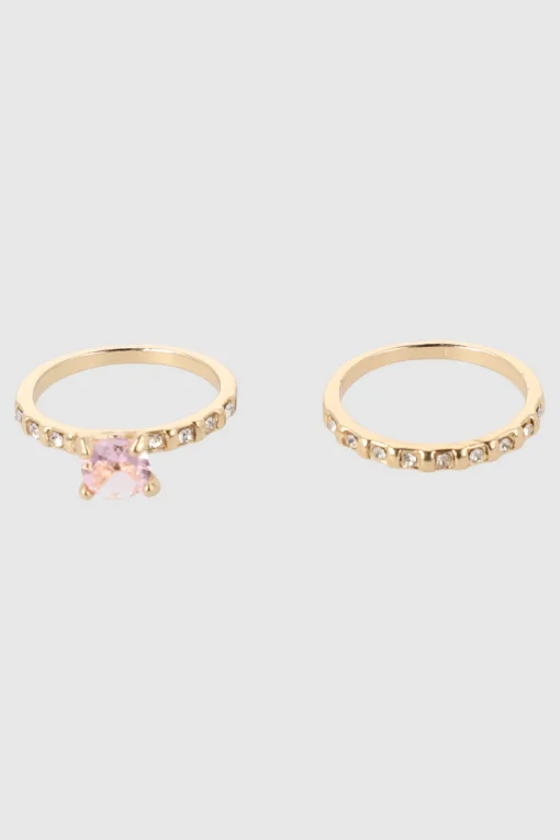 2 P Anillos Circulo Cristal