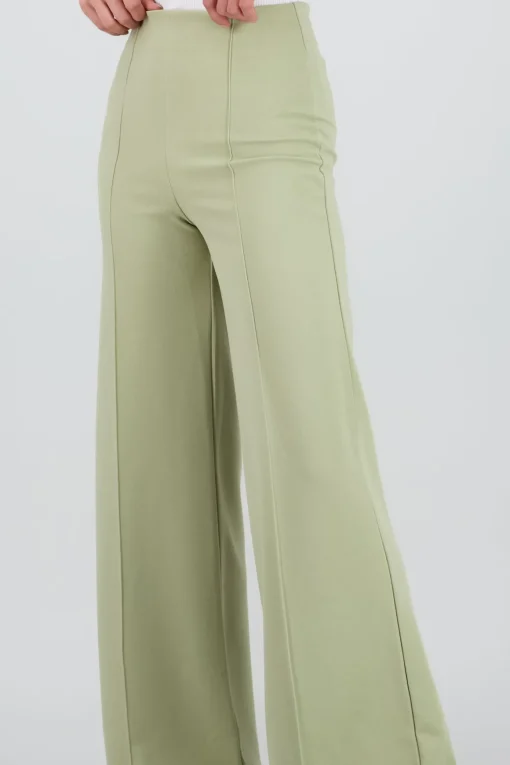 Pantalón Wide Leg Cintura Alta Costuras