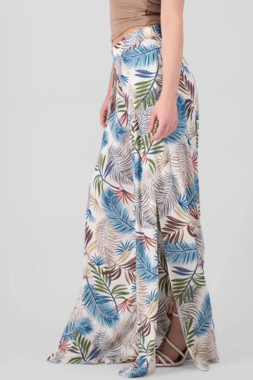 Pantalon pinzas estampado tropical