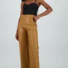 Pantalon pu recto pretina