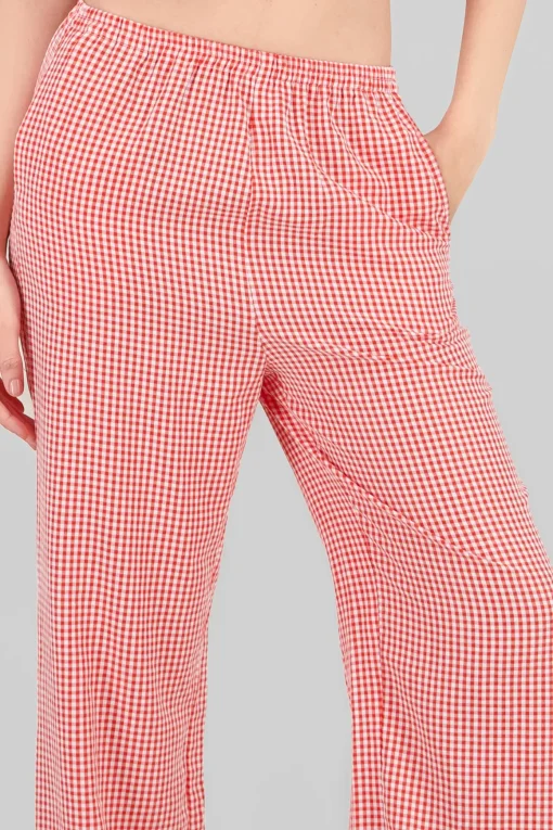 Pantalon recto cuadros detalle moño