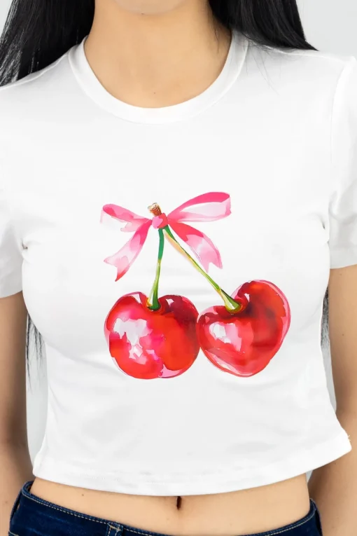 Playera estampada cerezas