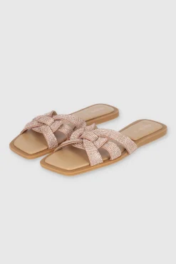 Sandalia Plana Entrelazada Brillos