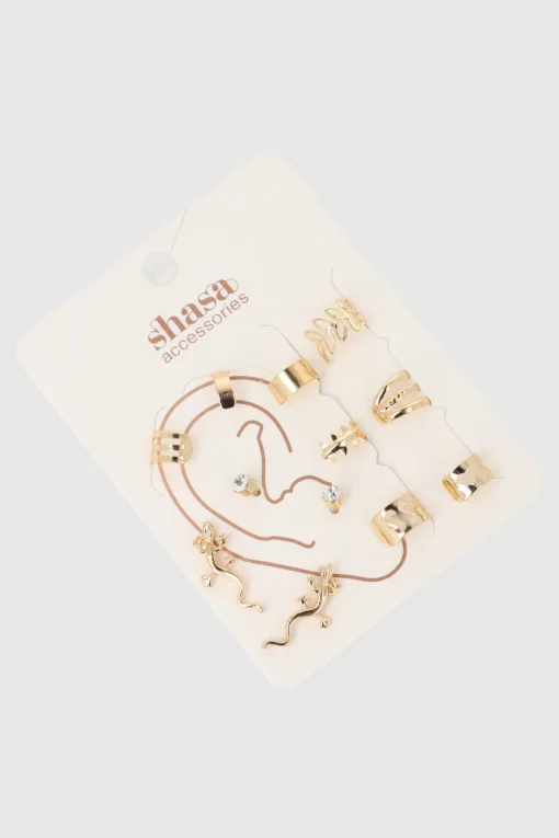 Set 10 earcuff hojas corazón