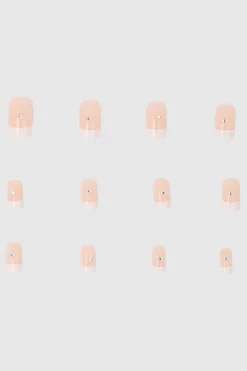 Set 12 uñas french brillo