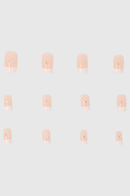 Set 12 uñas french brillo