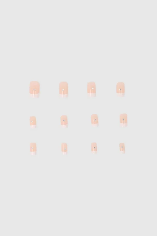 Set 12 uñas french brillo