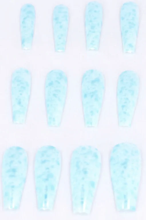 Set 12 Uñas Postizas Largas Manchas