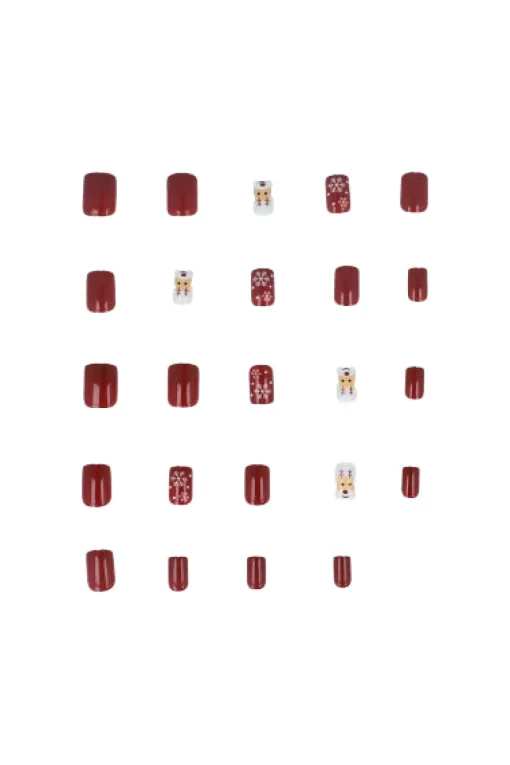Set 12 uñas postizas reno