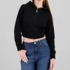 Sudadera corta con gorro y cierre