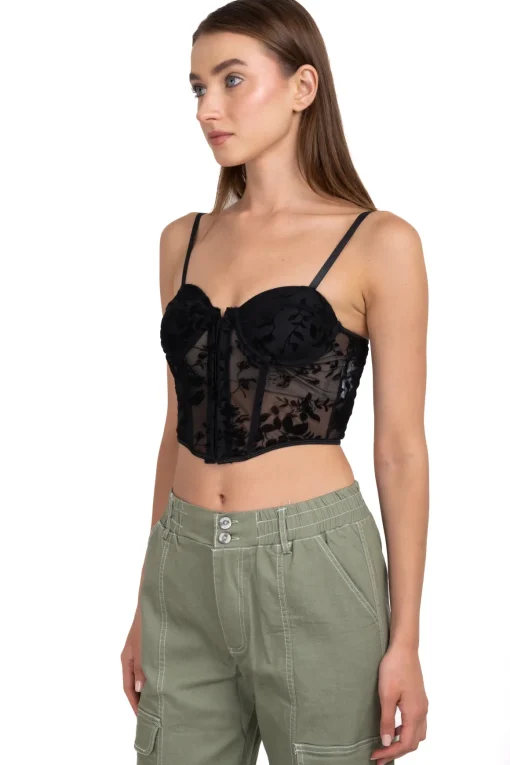Top bustier mesh floreado