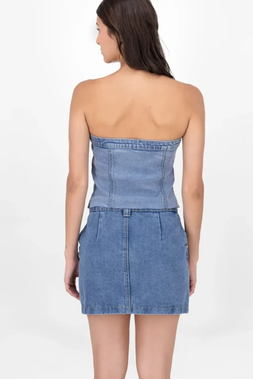 Top Corset Denim Bolsillos