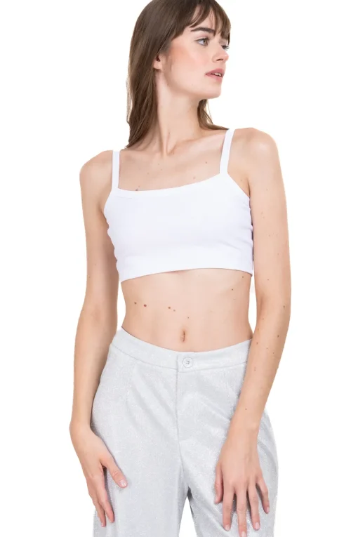 Top crop tirantes acanalado