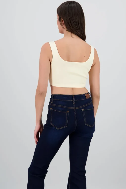 Top crop tirantes escote cuadrado