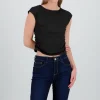Top cuello alto sin mangas de rib