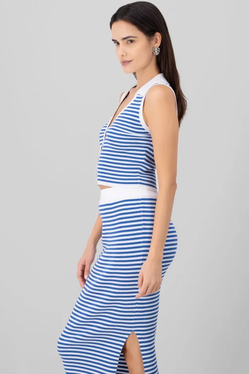 Top cuello polo rayas