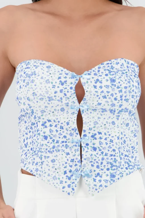 Top flores mini moños