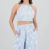 Top halter estampado tropical
