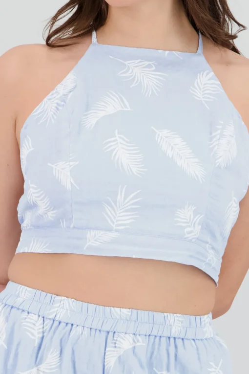Top halter estampado tropical