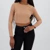 Top manga larga cuello redondo