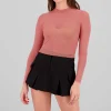Top Mesh Manga Larga Brillos
