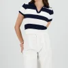 Top polo tejido ligero rayas