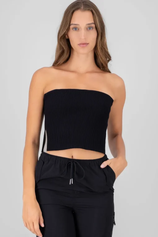 Top rib grueso strapless