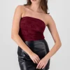 Top tubo de mesh con flores flock