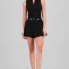 Vestido corto escote v con cinturon