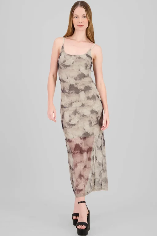 Vestido estampado maxi brillo