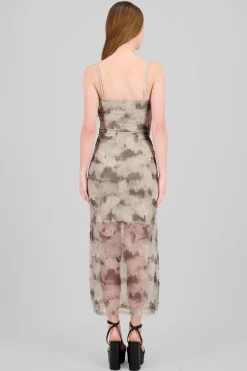 Vestido estampado maxi brillo