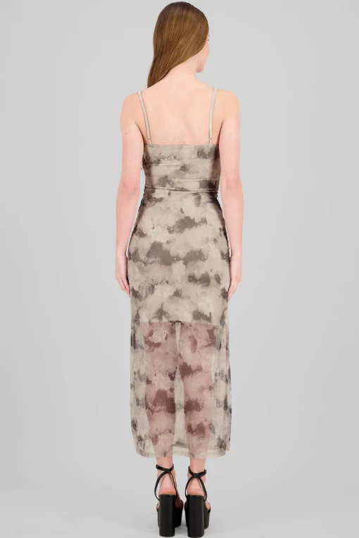 Vestido estampado maxi brillo