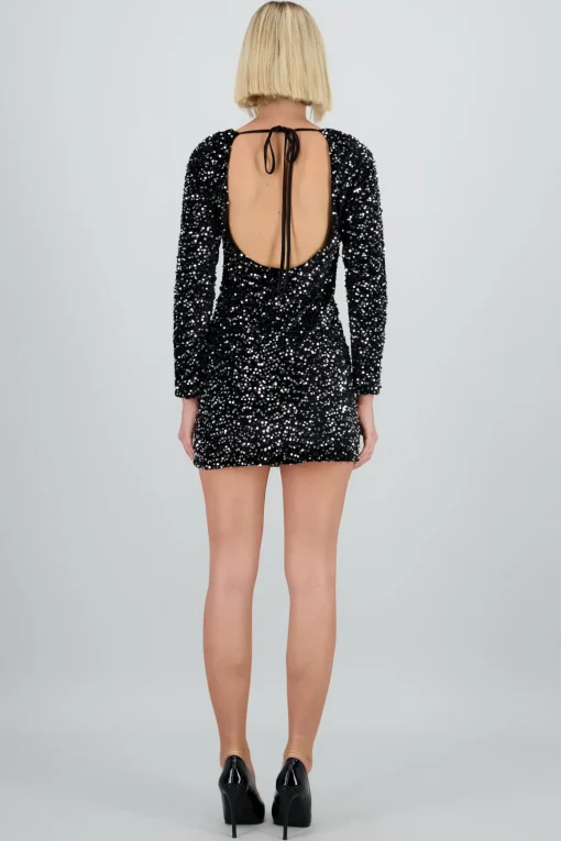Vestido lentejuela escote espalda