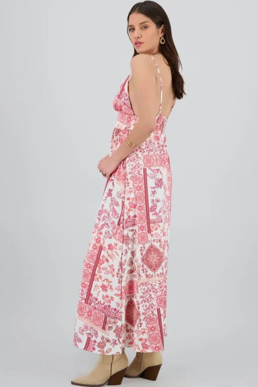 Vestido maxi tirantes estampado flores
