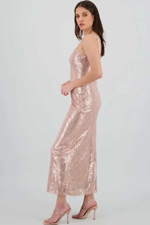 Vestido maxi tirantes lentejuelas