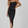 Vestido midi asimetrico brillos