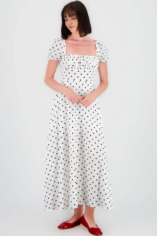 Vestido midi estampado polka