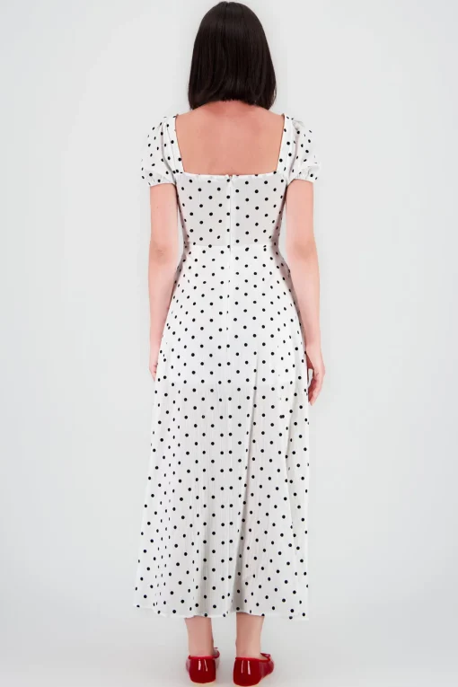 Vestido midi estampado polka