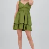 Vestido mini escote cruzado tirantes