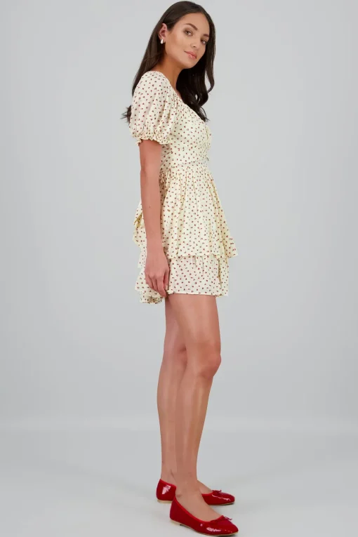 Vestido olanes mini flores con textura