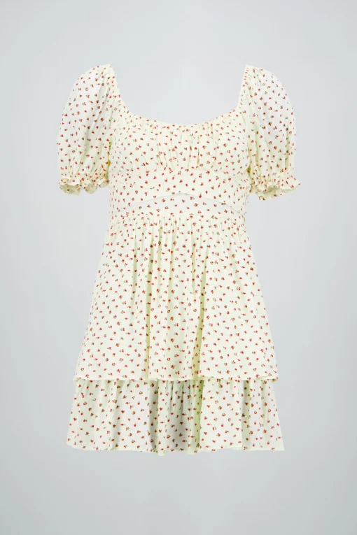Vestido olanes mini flores con textura